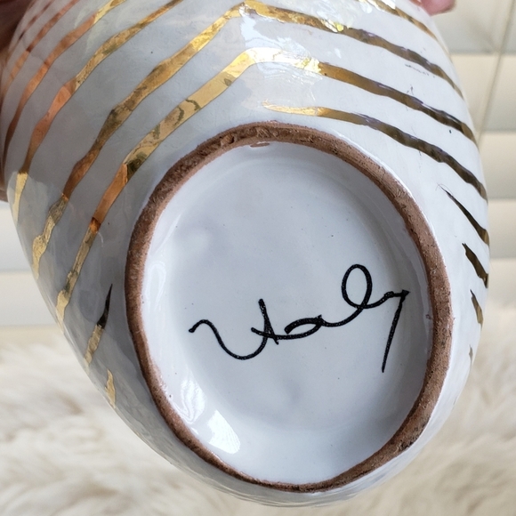 VINTAGE BITOSSI/ZEBRA BOWL/ITALY/GOLD ON WHITE - Picture 10 of 10